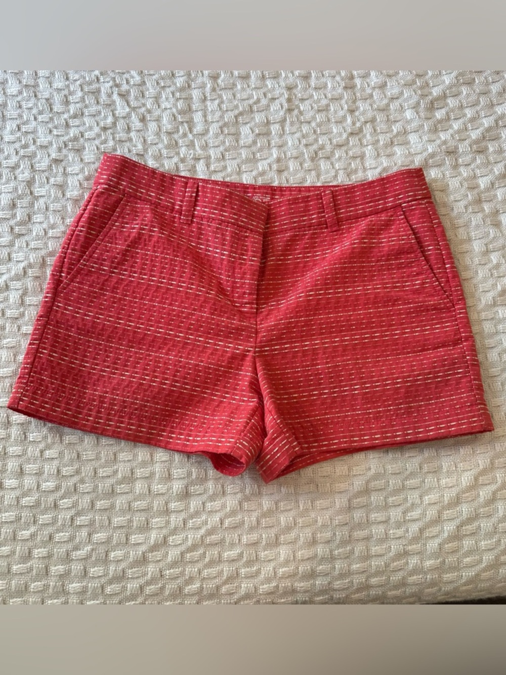 LOFT Peach High-Waist With Beige Stitch-Detail Shorts 8 original